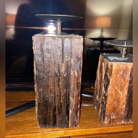 !! My swanky home Farmhouse  Square Candle Holders,, 2 Piece set - Picture 6 of 7